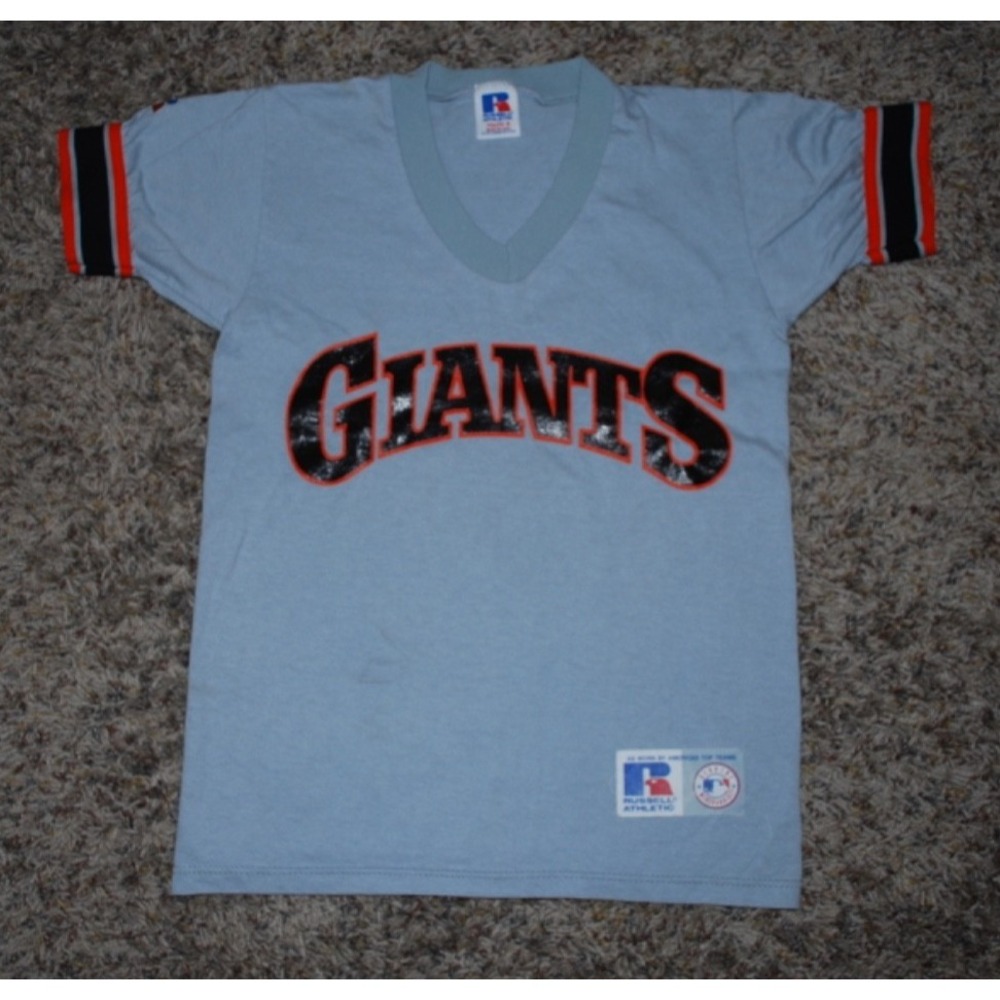 Vintage Russell Athletic Youth Small Gray Giants Baseball T‑Shirt | Retro MLB Te - Picture 1 of 4